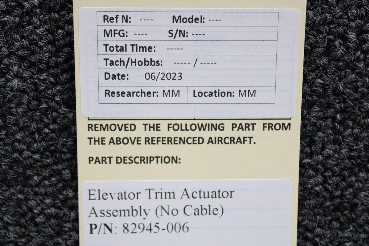Piper Aircraft Parts 82945-006 Piper PA46-310P Elevator Trim Actuator Assembly (No Cable)