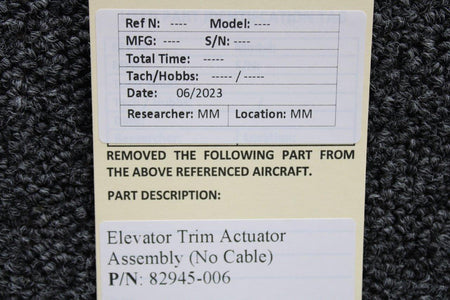 Piper Aircraft Parts 82945-006 Piper PA46-310P Elevator Trim Actuator Assembly (No Cable)