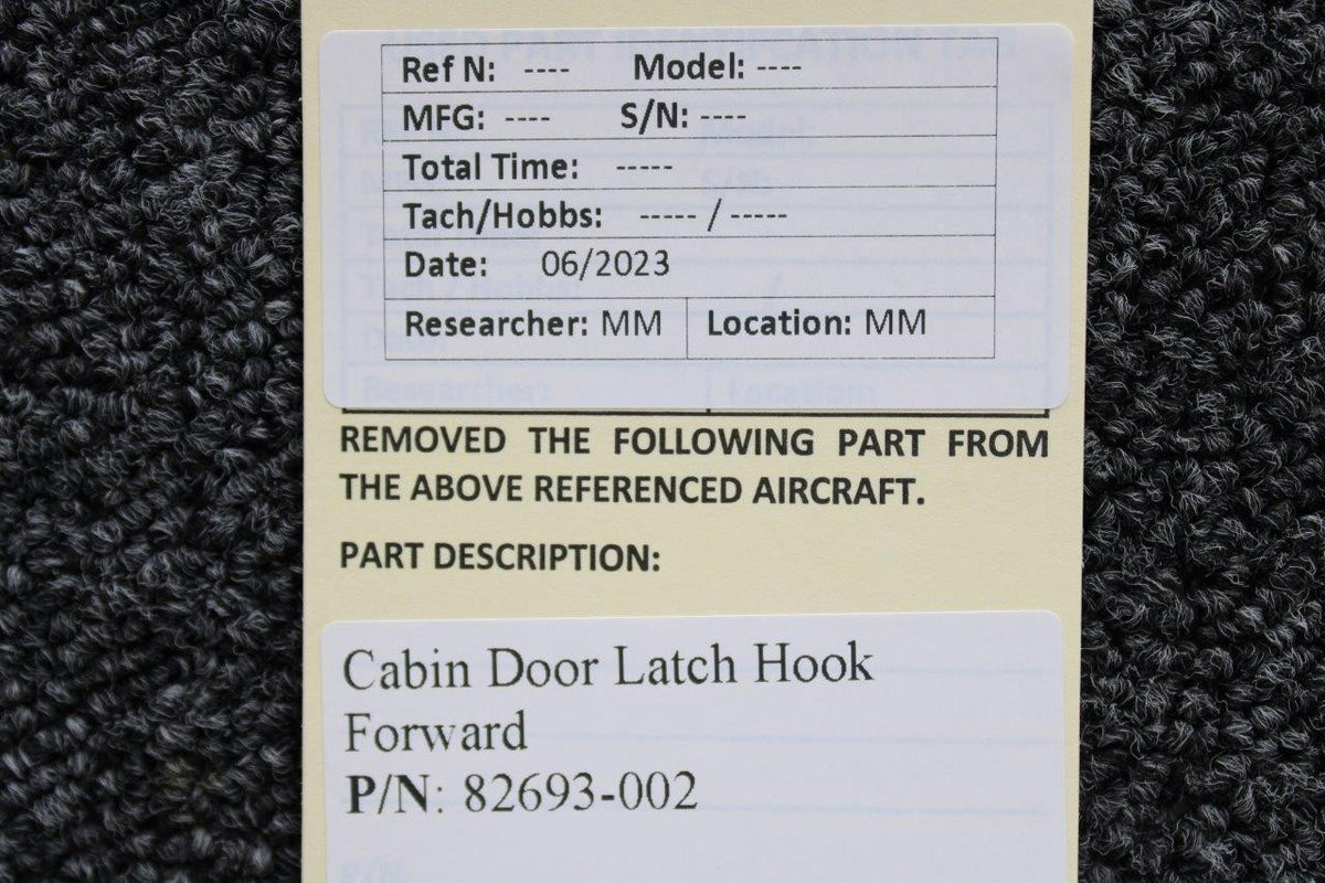 Piper Aircraft Parts 82693-002 Piper PA46-310P Cabin Door Latch Hook Forward