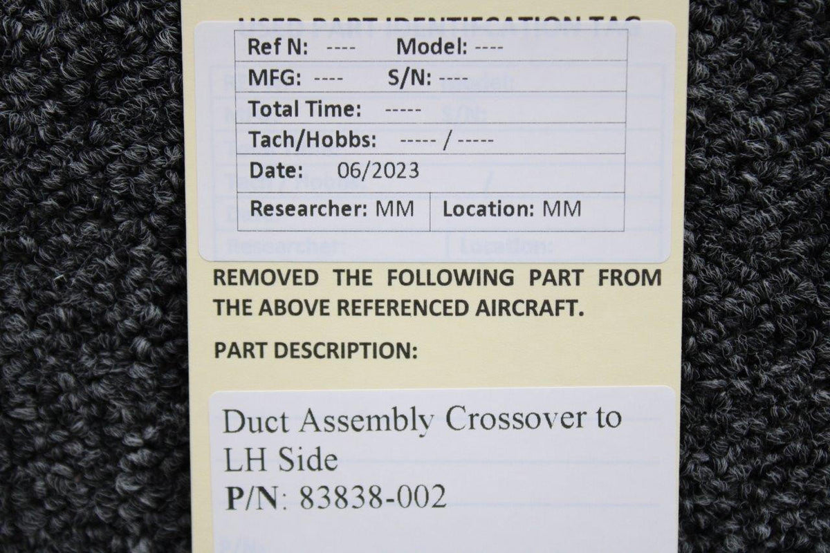 Piper Aircraft Parts 83838-002 Piper PA46-310P Duct Assembly Crossover to LH Side