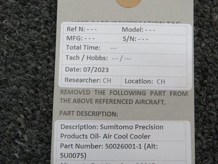 Sumitomo 50026001-1 (Alt: 5U0075) Sumitomo Oil Cooler