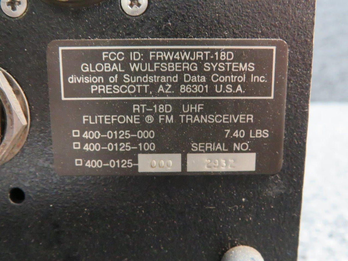 wulfsberg 400-0125-000 Wulfsberg RT18D Flitefone FM Transceiver