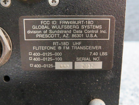 wulfsberg 400-0125-000 Wulfsberg RT18D Flitefone FM Transceiver
