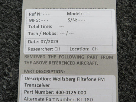 wulfsberg 400-0125-000 Wulfsberg RT18D Flitefone FM Transceiver