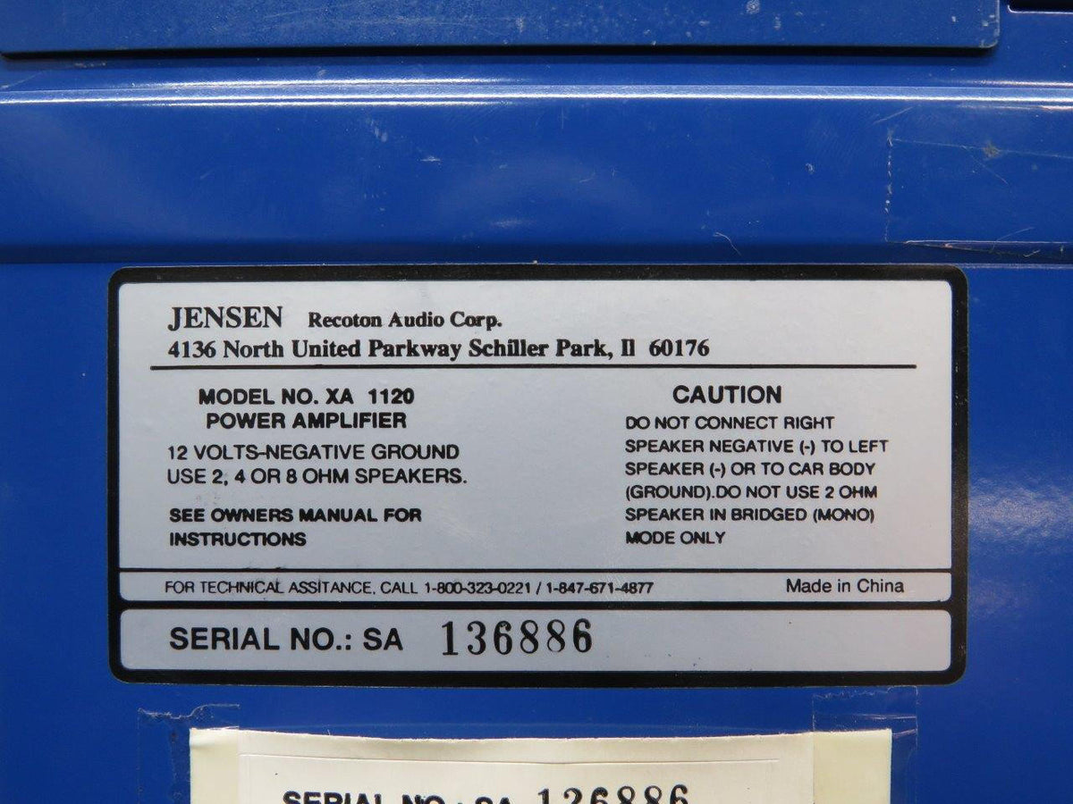 Jensen XA 1120 Jensen 220-Watt 3-2-1 Channel Bridgeable Amplifier