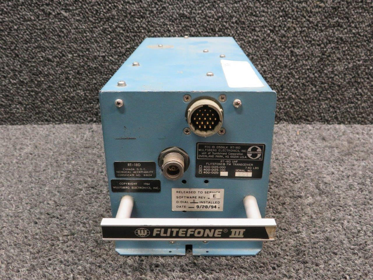 Wulfsberg-Sunstrand 400-0125-1000 Wulfsberg-Sunstrand RT-18D Flitefone Transceiver