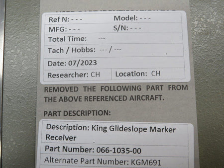 King 066-1035-00 King KGM691 Glideslope Marker Receiver
