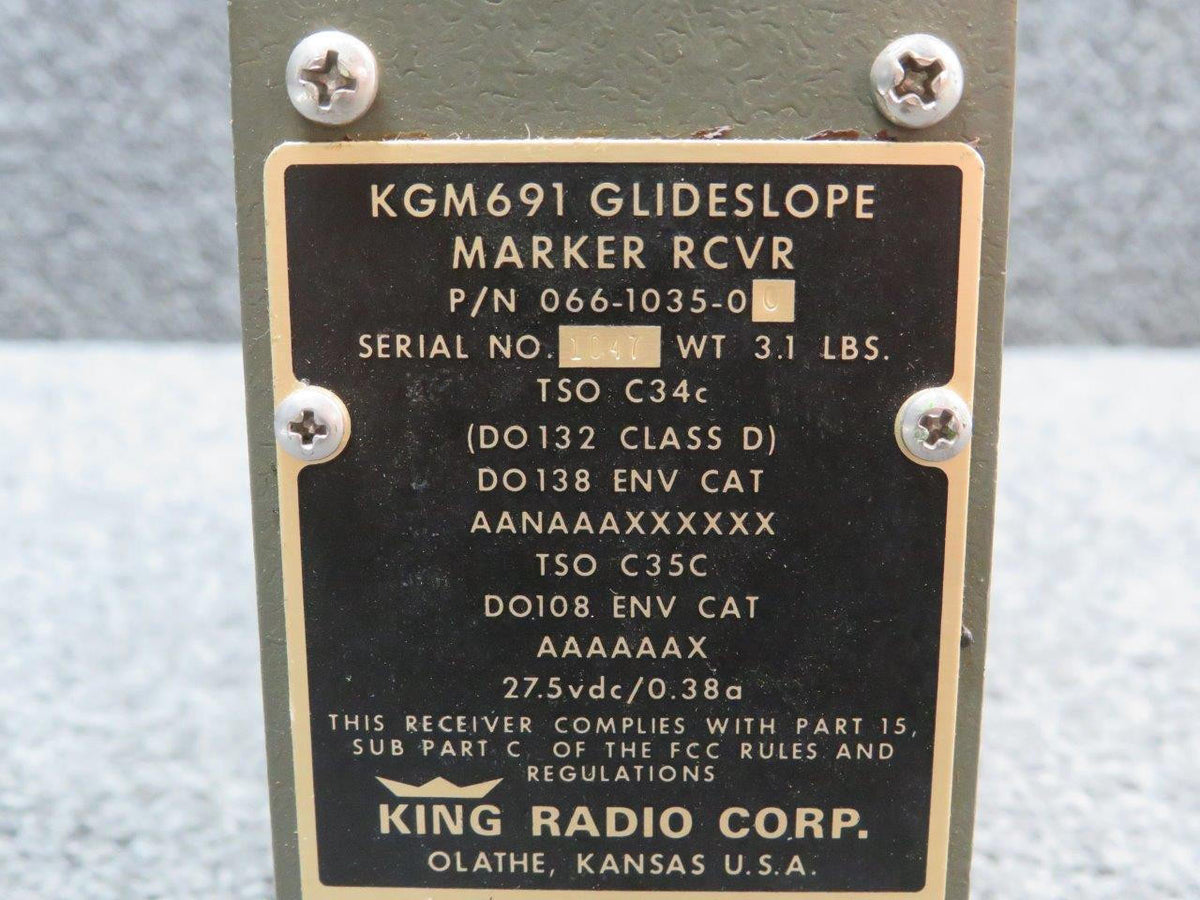 King 066-1035-00 King KGM691 Glideslope Marker Receiver