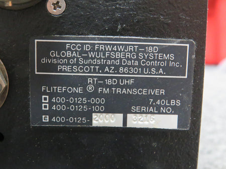 wulfsberg 400-0125-2000 Wulfsberg RT-18D Flitefone FM Transceiver w Mods