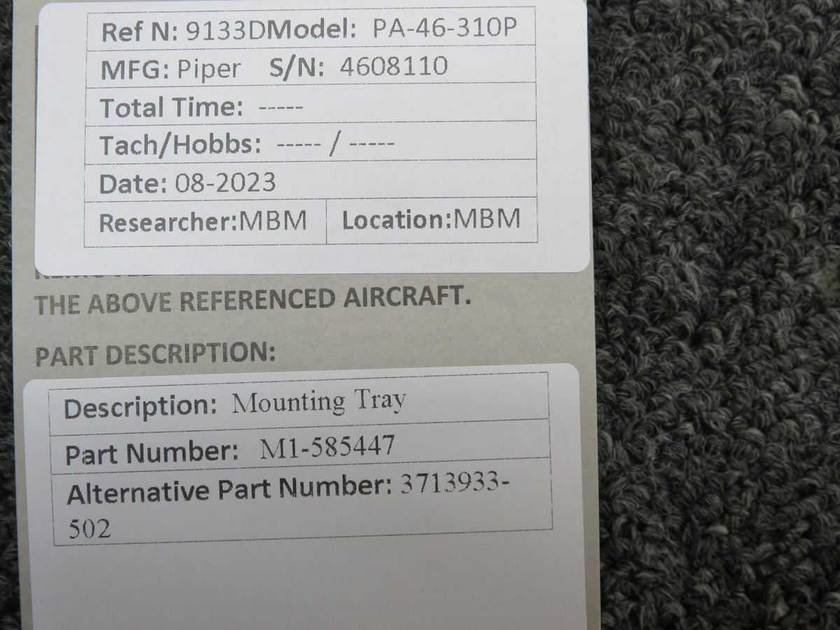 Does Not Apply M1-585447 (Alt: 3713933-502) Mounting Tray