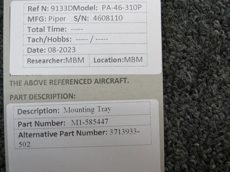 Does Not Apply M1-585447 (Alt: 3713933-502) Mounting Tray