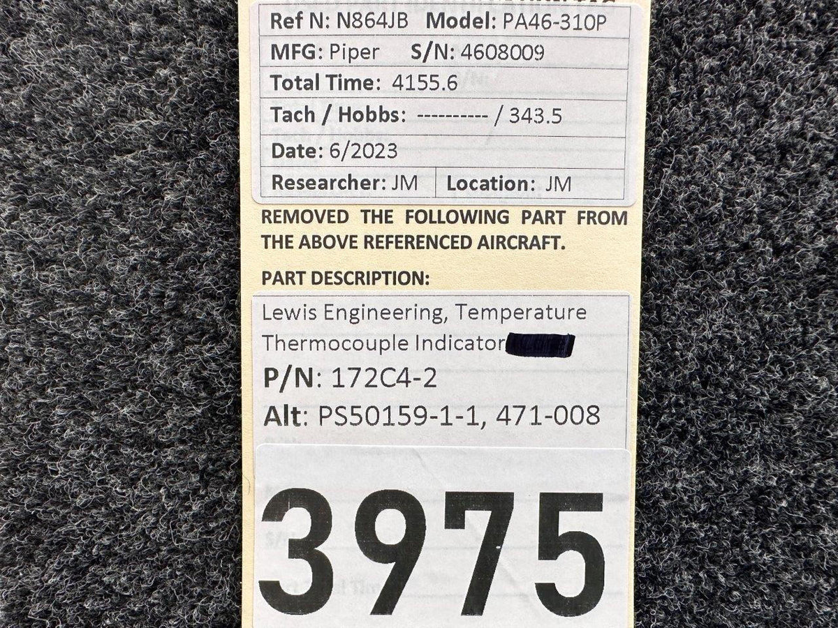 Lewis Engineering 172C4-2 (Alt: PS50159-1-1) Lewis Engineering Temperature Thermocouple Indicator