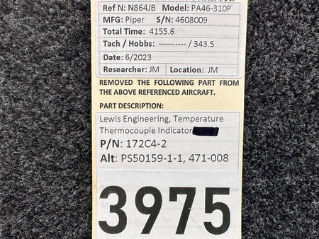 Lewis Engineering 172C4-2 (Alt: PS50159-1-1) Lewis Engineering Temperature Thermocouple Indicator