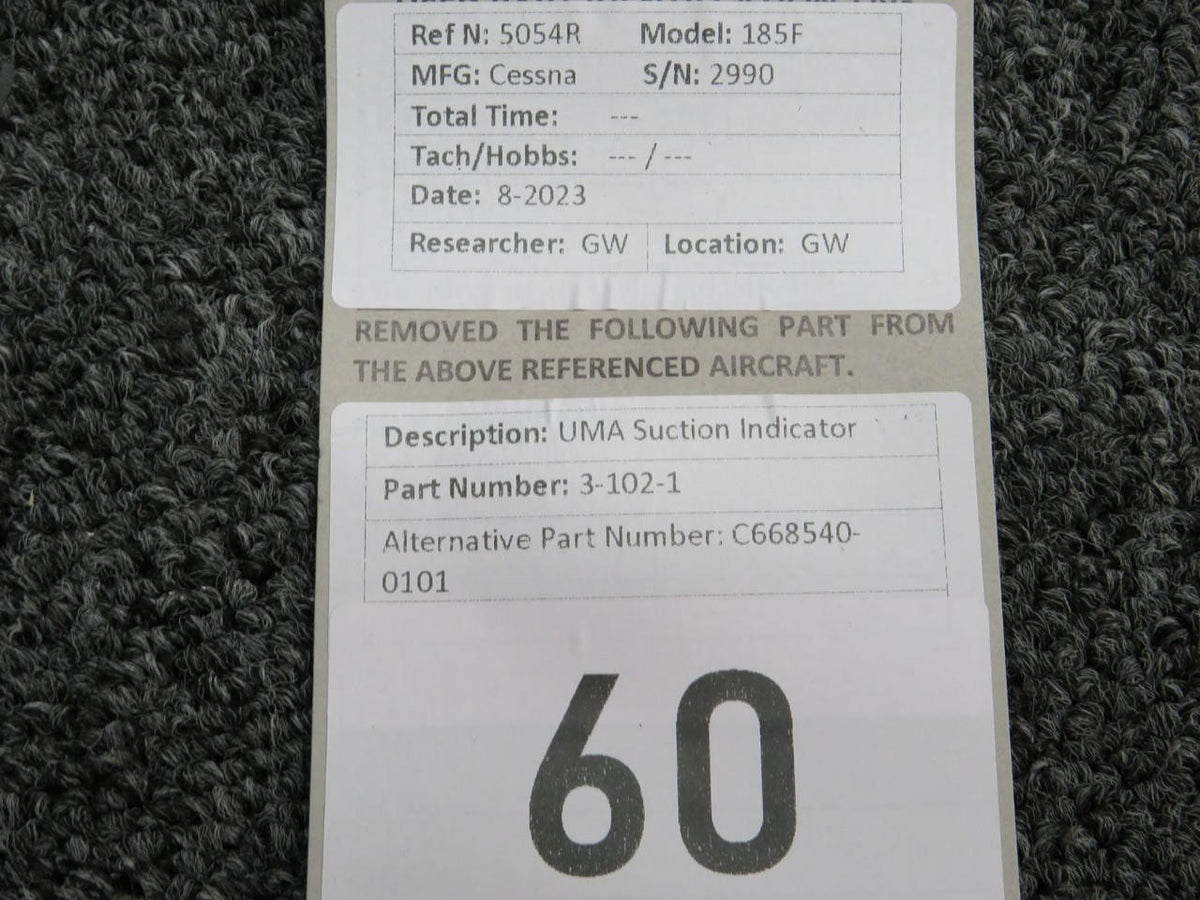 UMA 3-102-1 ( Alt: C668540-0101) UMA Suction Indicator