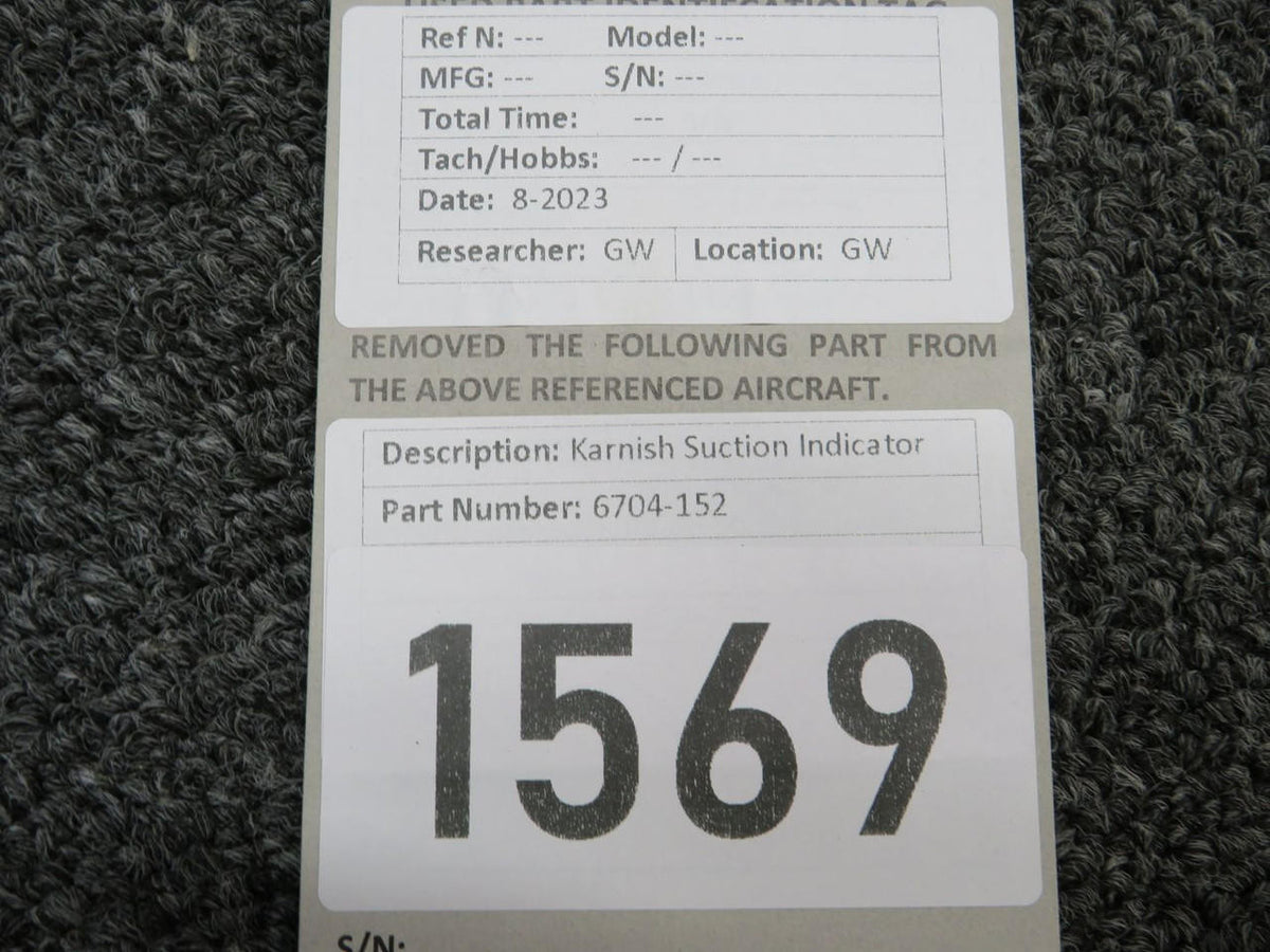Karnish 6704-152 Karnish Suction Indicator (Cracked Bezel)