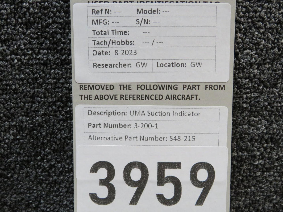 UMA 3-200-1 (Alt: 548-215) UMA Suction Indicator