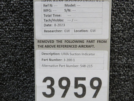 UMA 3-200-1 (Alt: 548-215) UMA Suction Indicator
