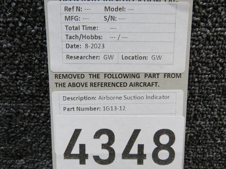 Airborne 1G13-12 Airborne Suction Indicator