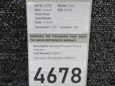 Standard Precision S1414-1 (Alt: SP3573-1-CES ) Standard Precision Suction Indicator