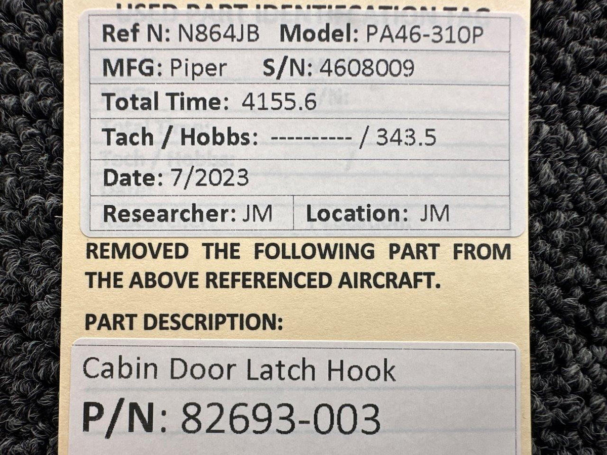 Piper Aircraft Parts 82693-003 Piper PA46-310P Cabin Door Latch Hook