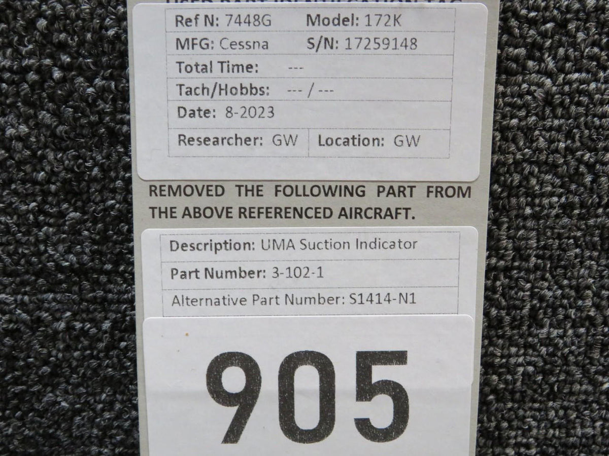 UMA 3-102-1 (Alt: S1414-N1) UMA Suction Indicator