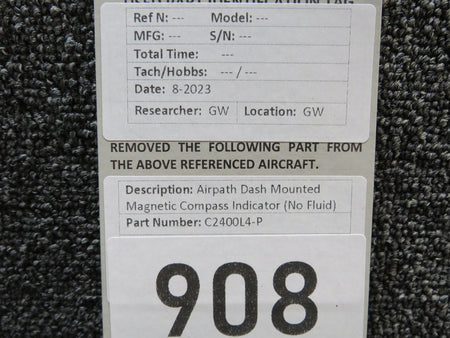 Airpath Instruments C2400L4-P Airpath Dash Mounted Magnetic Compass Indicator (No Fluid)