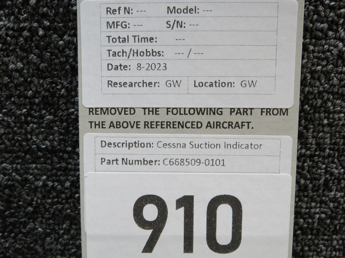 Cessna Aircraft Parts C668509-0101 Cessna Suction Indicator