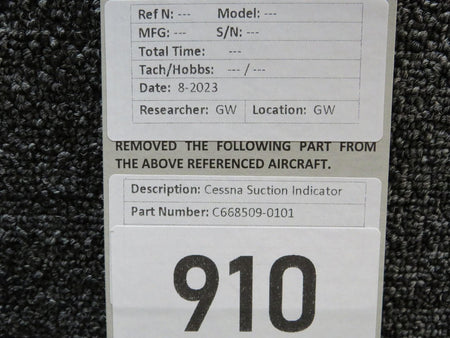 Cessna Aircraft Parts C668509-0101 Cessna Suction Indicator