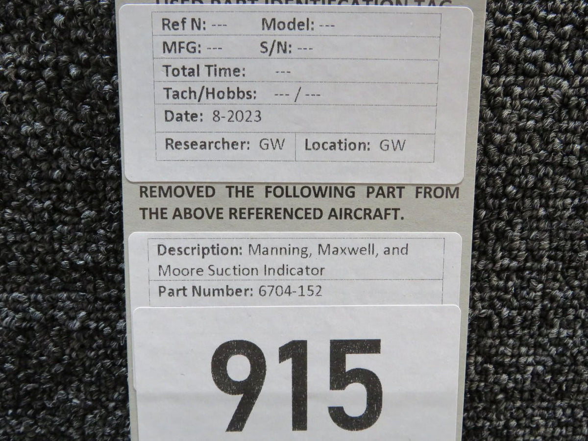 Manning Maxwell & Moore 6704-152 Manning, Maxwell, and Moore Suction Indicator