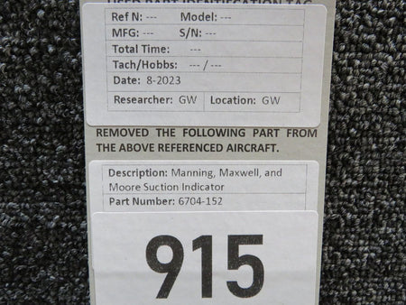 Manning Maxwell & Moore 6704-152 Manning, Maxwell, and Moore Suction Indicator