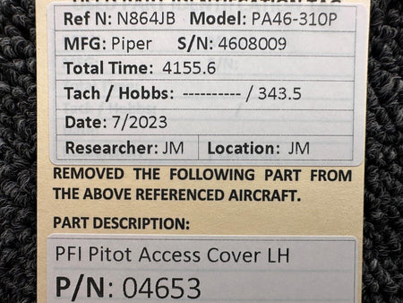 PFI 04653 Piper PA46-310P PFI Pitot Access Cover LH