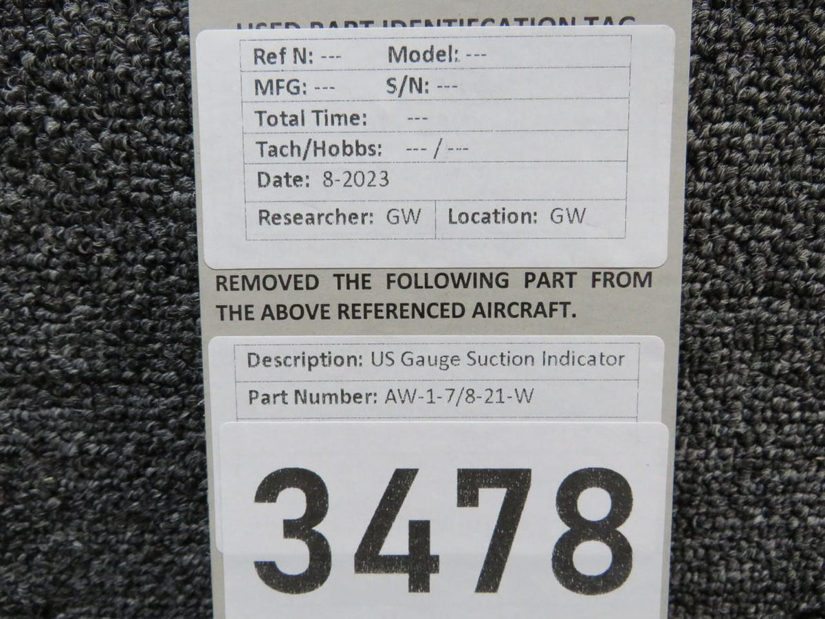 US Gauge AW-1-7/8-21-W US Gauge Suction Indicator