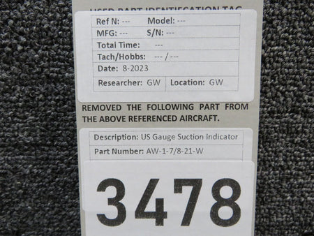 US Gauge AW-1-7/8-21-W US Gauge Suction Indicator