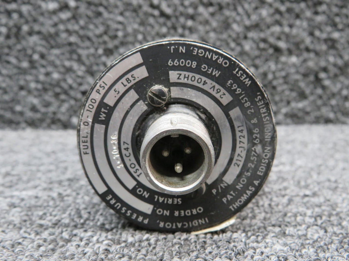 Edison 217-17241 (Alt: 80099) Edison Fuel Pressure Indicator (0-100 PSI) (Volts: 26)