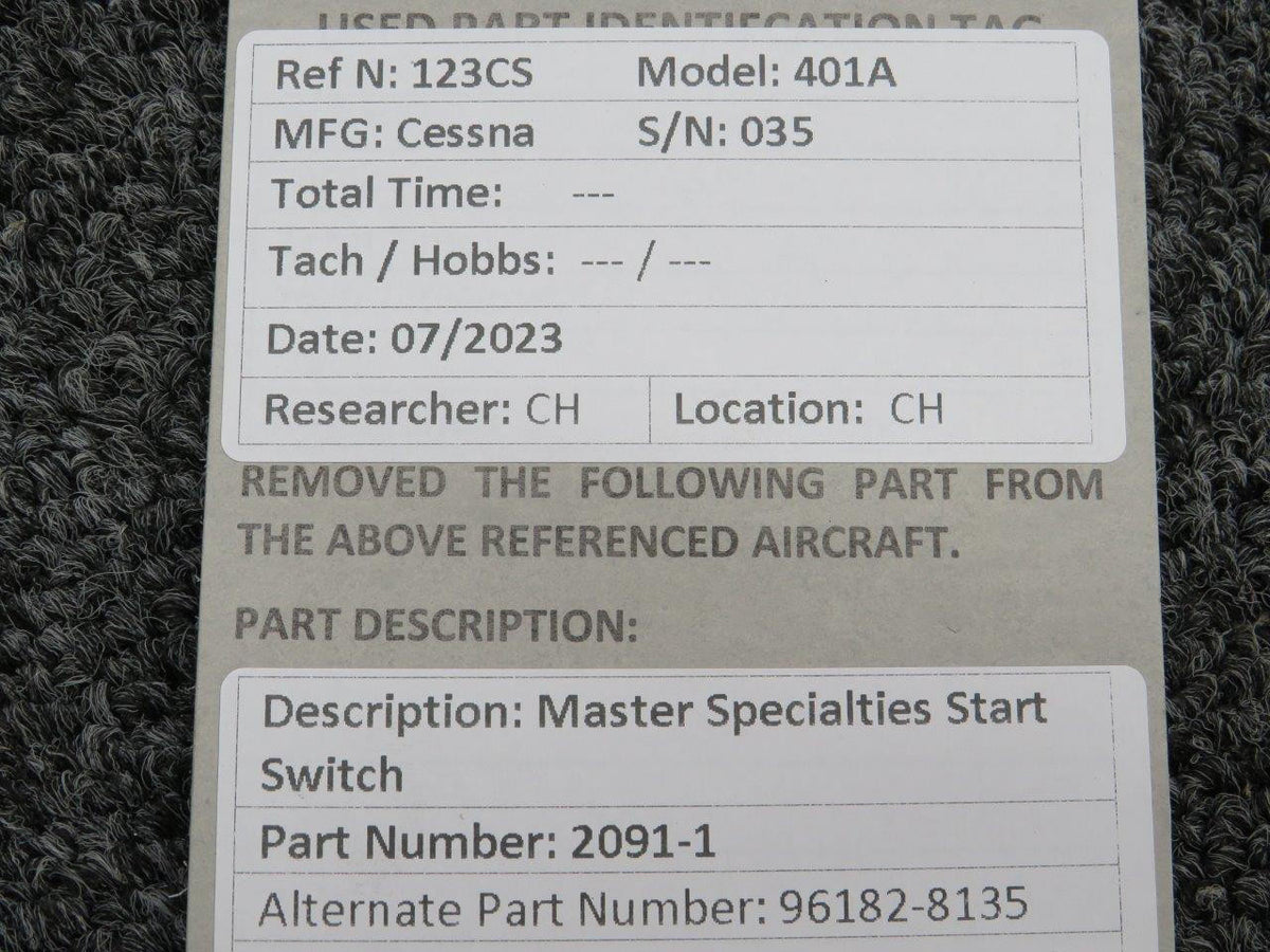 Master Specialties 2091-1 (Alt: 96182-8135) Master Specialties Start Switch