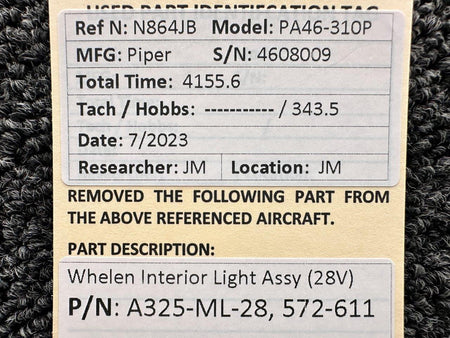 Whelen A325-ML-28, 572-611 Whelen Interior Light Assembly (Volts: 28)