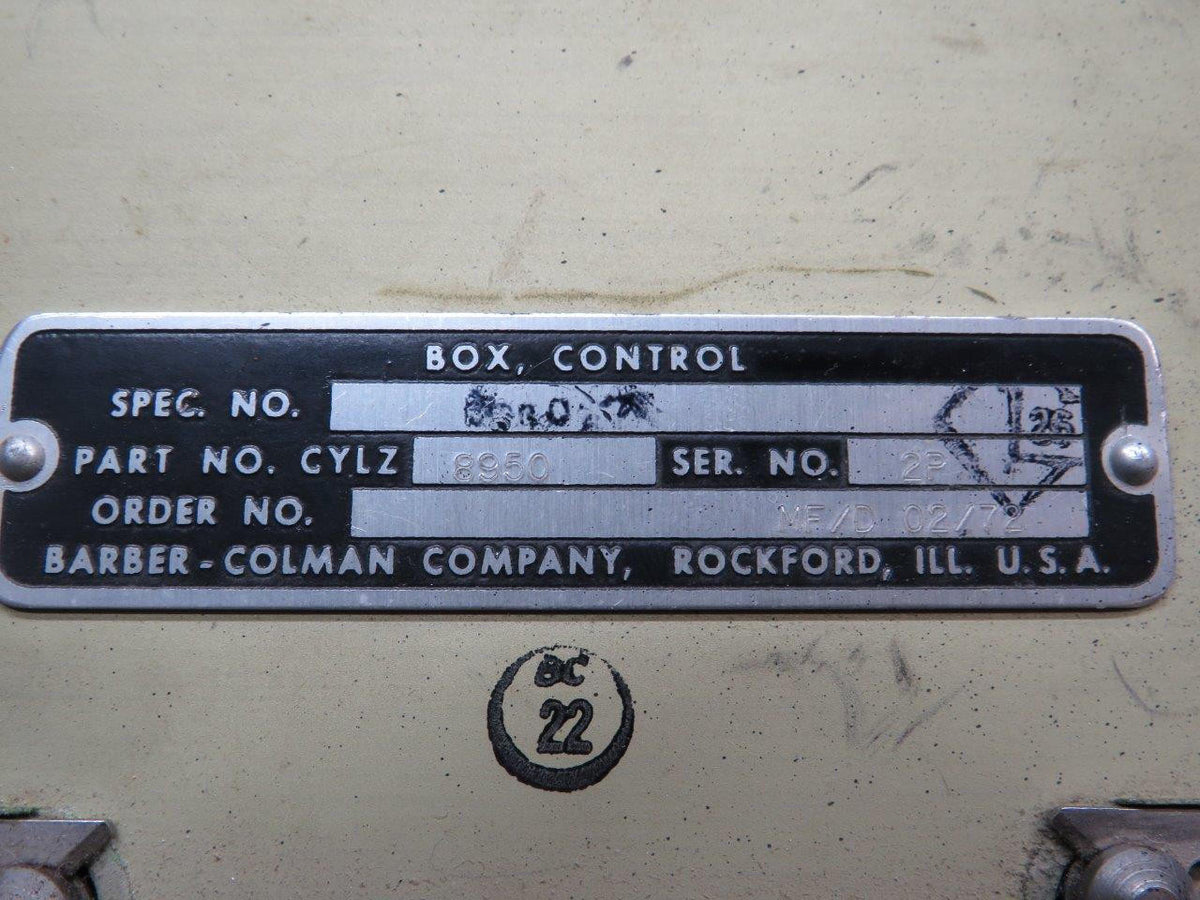Barber Coleman CYLZ8950 Barber- Colman Control Box