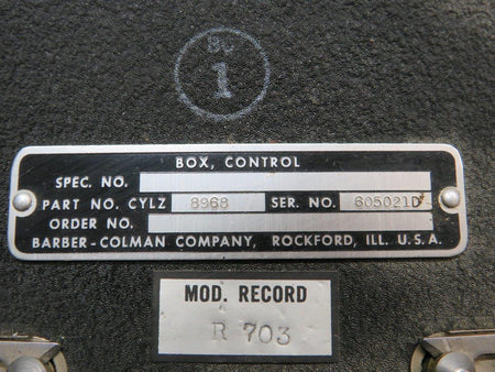 Barber Coleman CYLZ8968 Barber-Colman Cabin Temperature Control Box