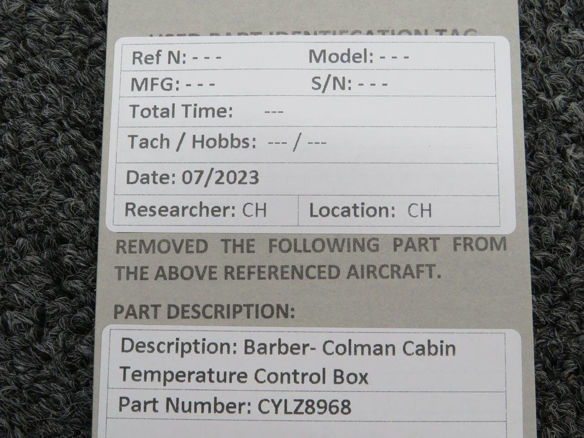 Barber Coleman CYLZ8968 Barber-Colman Cabin Temperature Control Box