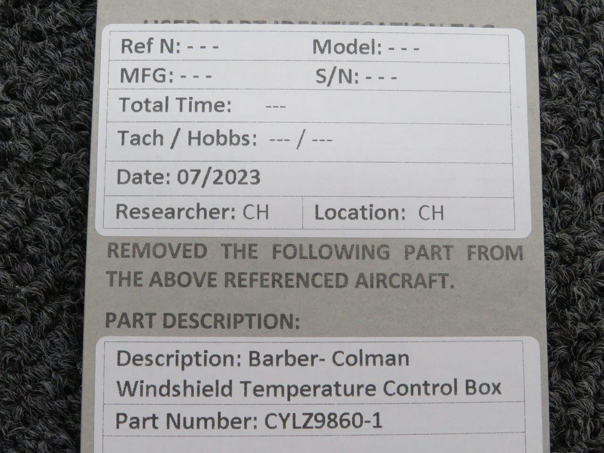 Barber Coleman CYLZ9860-1 Barber-Colman Control Box Windshield Temperature