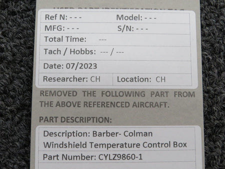 Barber Coleman CYLZ9860-1 Barber-Colman Control Box Windshield Temperature