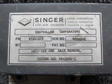 Singer 27231272 Singer Anti-Ice and Rain Removal Temperature Controller