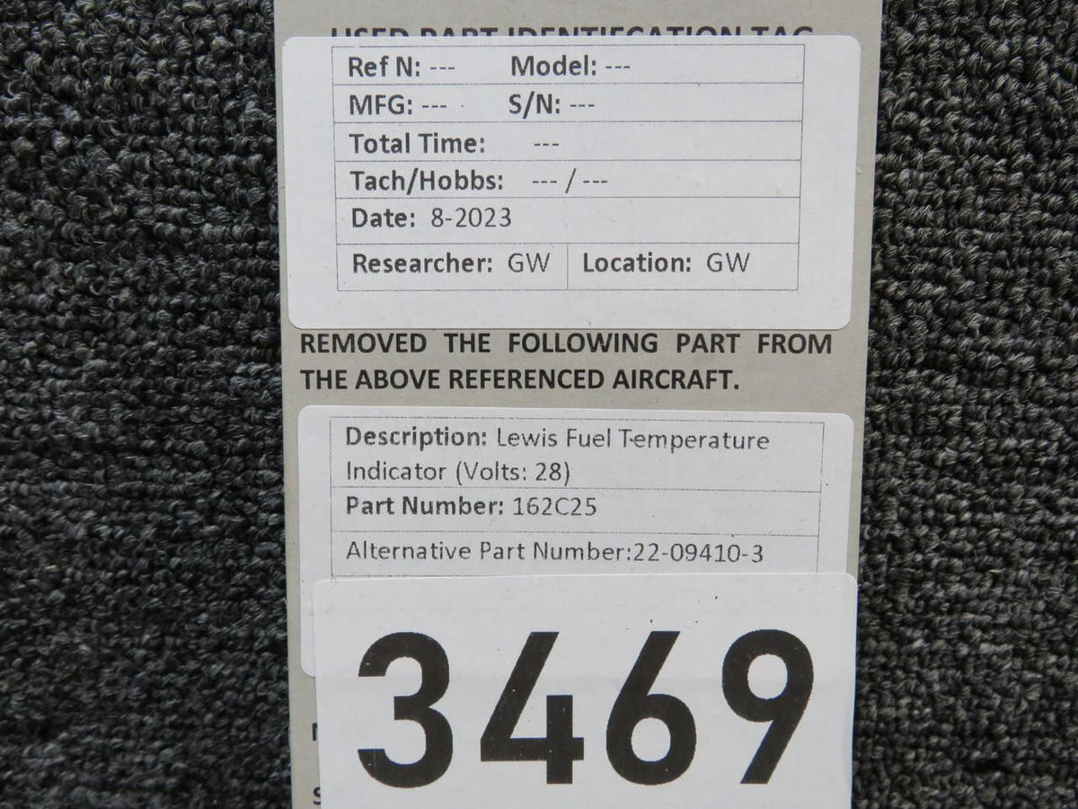 Lewis Energy 162C25 (Alt: 22-09410-3) Lewis Fuel Temperature Indicator (Volts: 28)