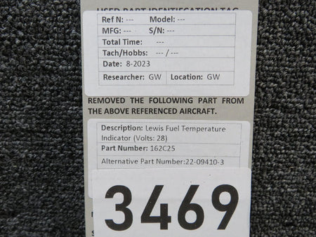 Lewis Energy 162C25 (Alt: 22-09410-3) Lewis Fuel Temperature Indicator (Volts: 28)