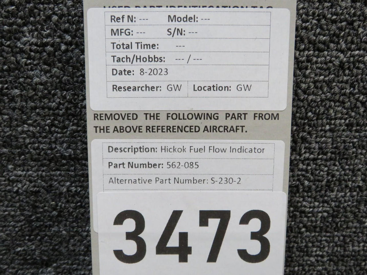Hickok 562-085 (Alt: S-230-2) Hickok Fuel Flow Indicator
