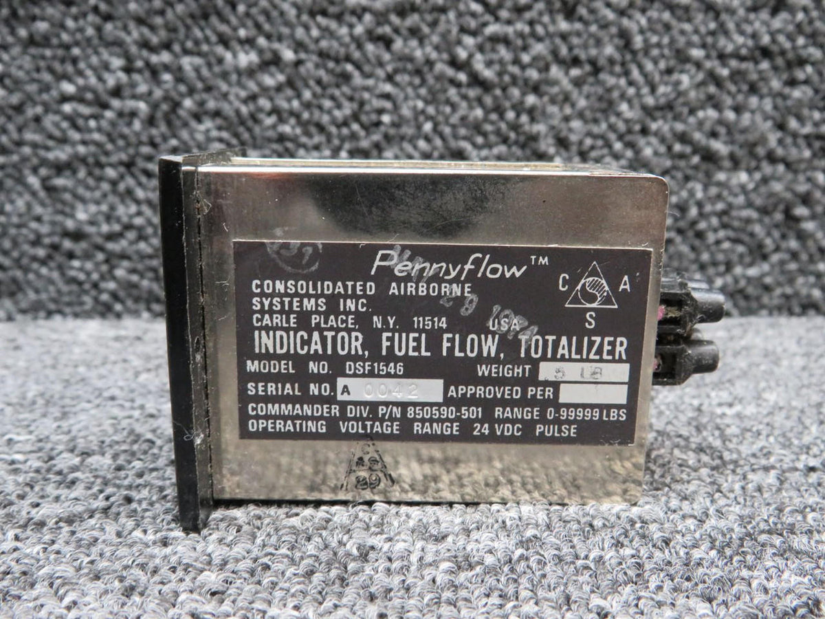 Consolidated Airborne Systems DSF1546 Consolidated Airborne Fuel Flow Totalizer Indicator (Minus Dial Cover)