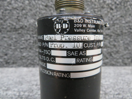 B and D Instruments PROP.101 B and D Instruments Fuel Pressure Indicator (0-60 PSI)