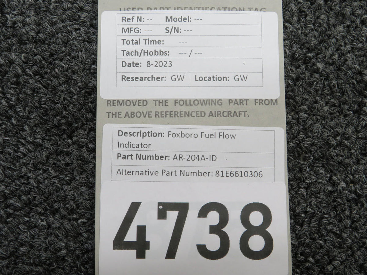 Foxboro AR-204A-ID (Alt: 81E6610306) Foxboro Fuel Flow Indicator
