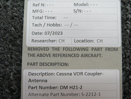 Cessna Aircraft Parts DMH21-2 (Alt: S-2212-1) Cessna VOR Coupler Antenna