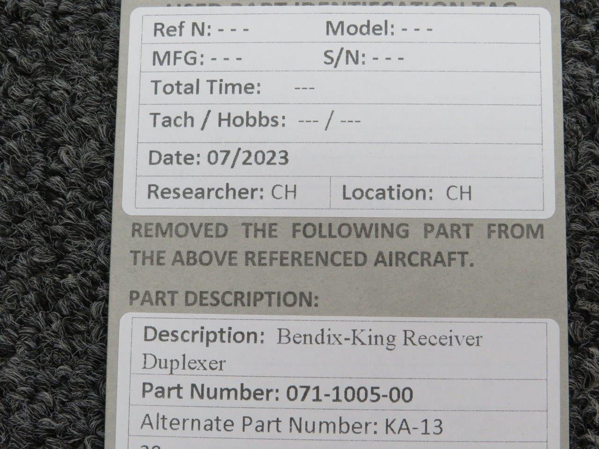 Bendix King 071-1005-00 (Alt: KA-13) Bendix-King Receiver Duplexer